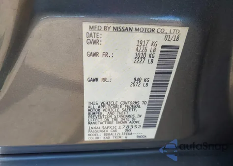 2018 Nissan Altima 2.5 Sv z USA, uszkodzony, nr VIN 1N4AL3APXJC178352